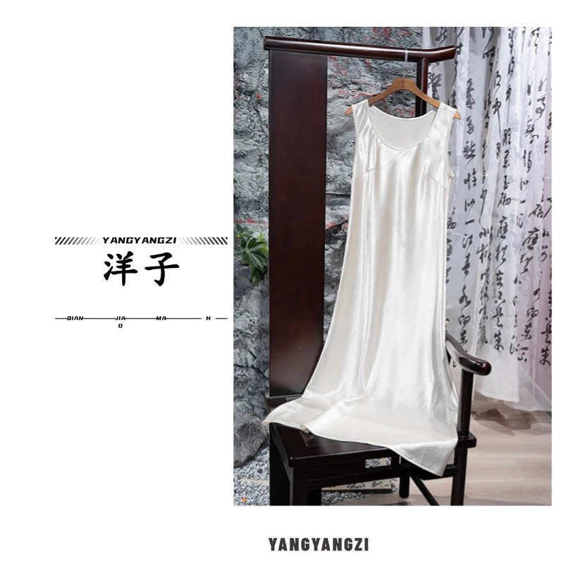 【洋子服饰】新中式国潮风醋酸吊带连衣裙女装夏季新款SH0515