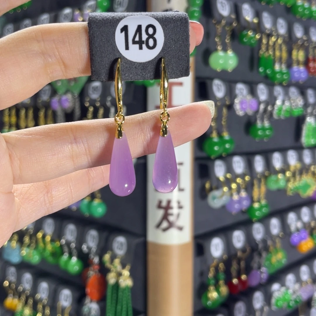 银S925镶嵌翡翠耳饰148