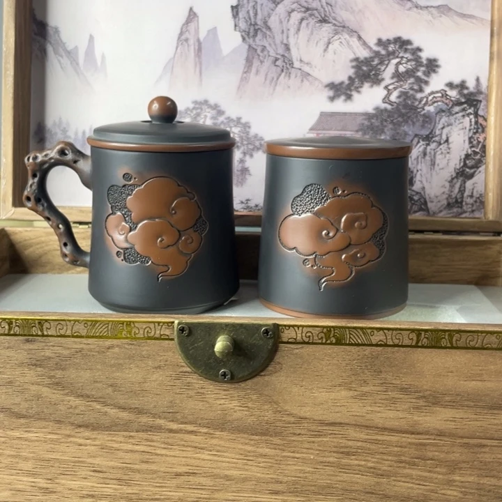 折***根建水紫陶红泥主人杯