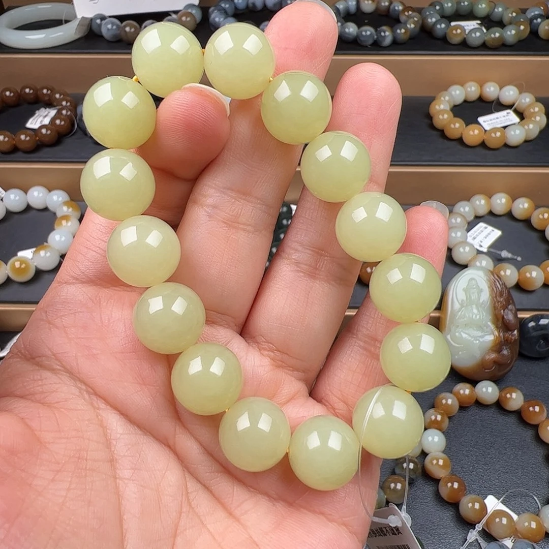 和田玉未镶嵌手链新疆若羌黄口卡13+