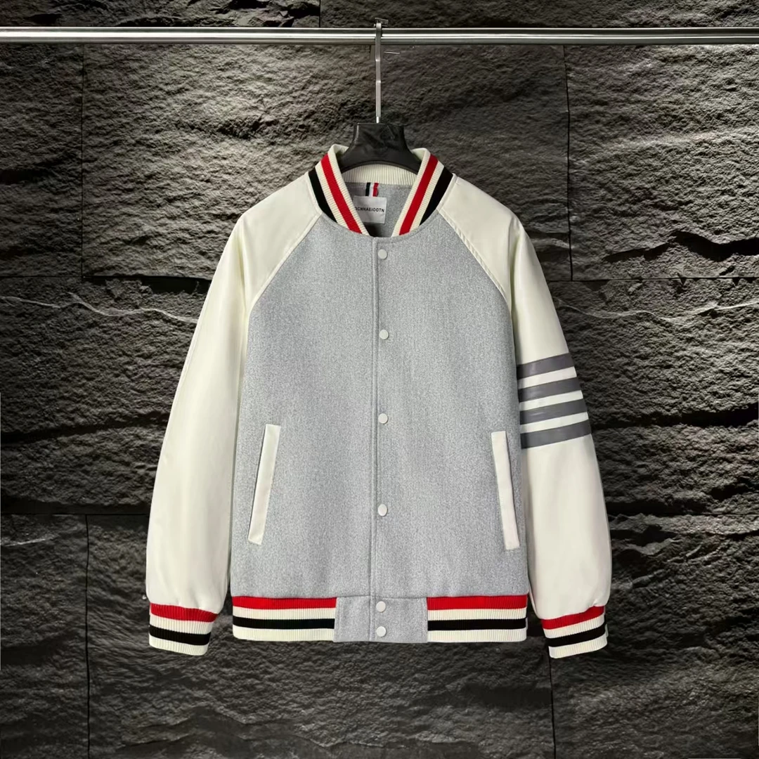 CB-8808-冬季新款高级感拼接色夹克棒球服男女同款