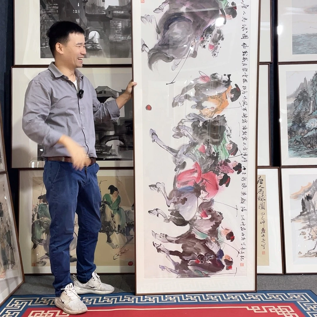 勇***国画手绘画作品带框