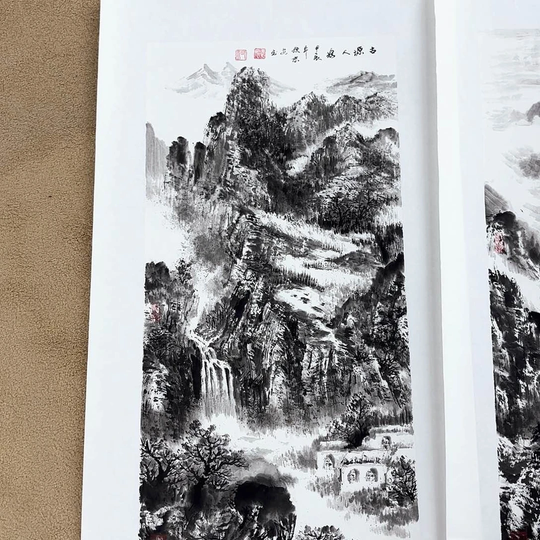 国画沙****梦王安武四尺四开山水朱