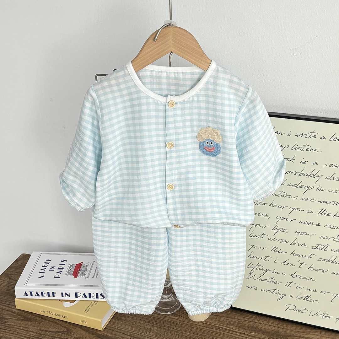 空调服女童家居服套装春夏空调服休闲舒适透气宝宝新款睡衣男儿童