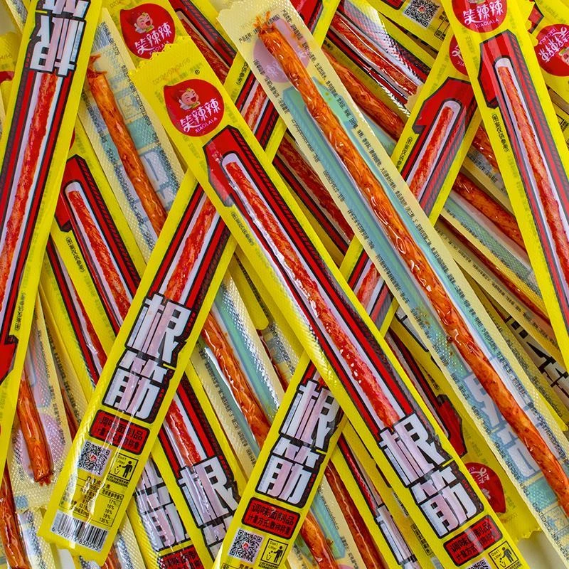 笑辣辣一根筋素牛筋麻辣长辣条儿时怀旧网红爆款零食休闲小吃