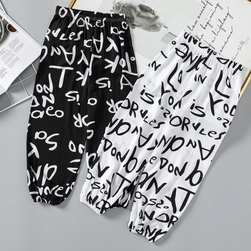 FAV MARTHA男童女童棉绸防蚊裤夏季儿童大人薄款人造棉家居女士宝