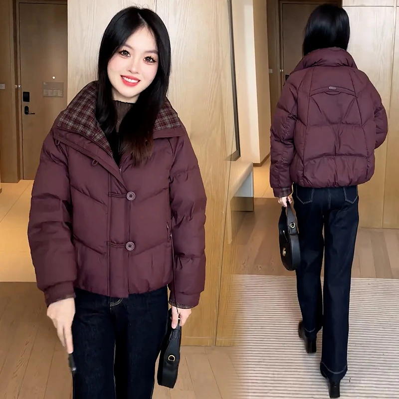 时尚短款羽绒棉衣外套女2025冬季新款洋气小个子保暖面包服棉服潮