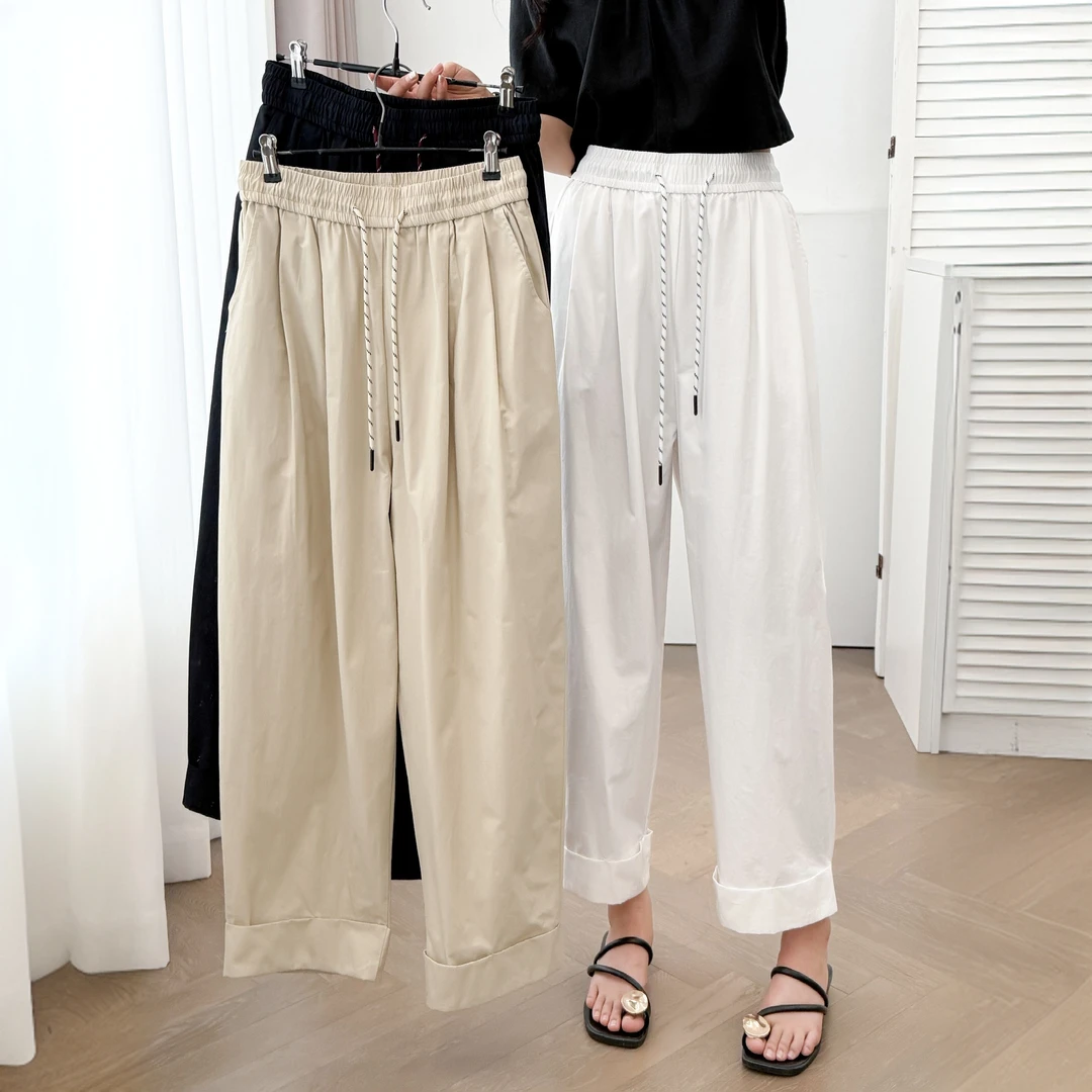 千寻--100-200斤大码女装韩系直筒阔腿裤夏季薄款速干裤高腰显瘦