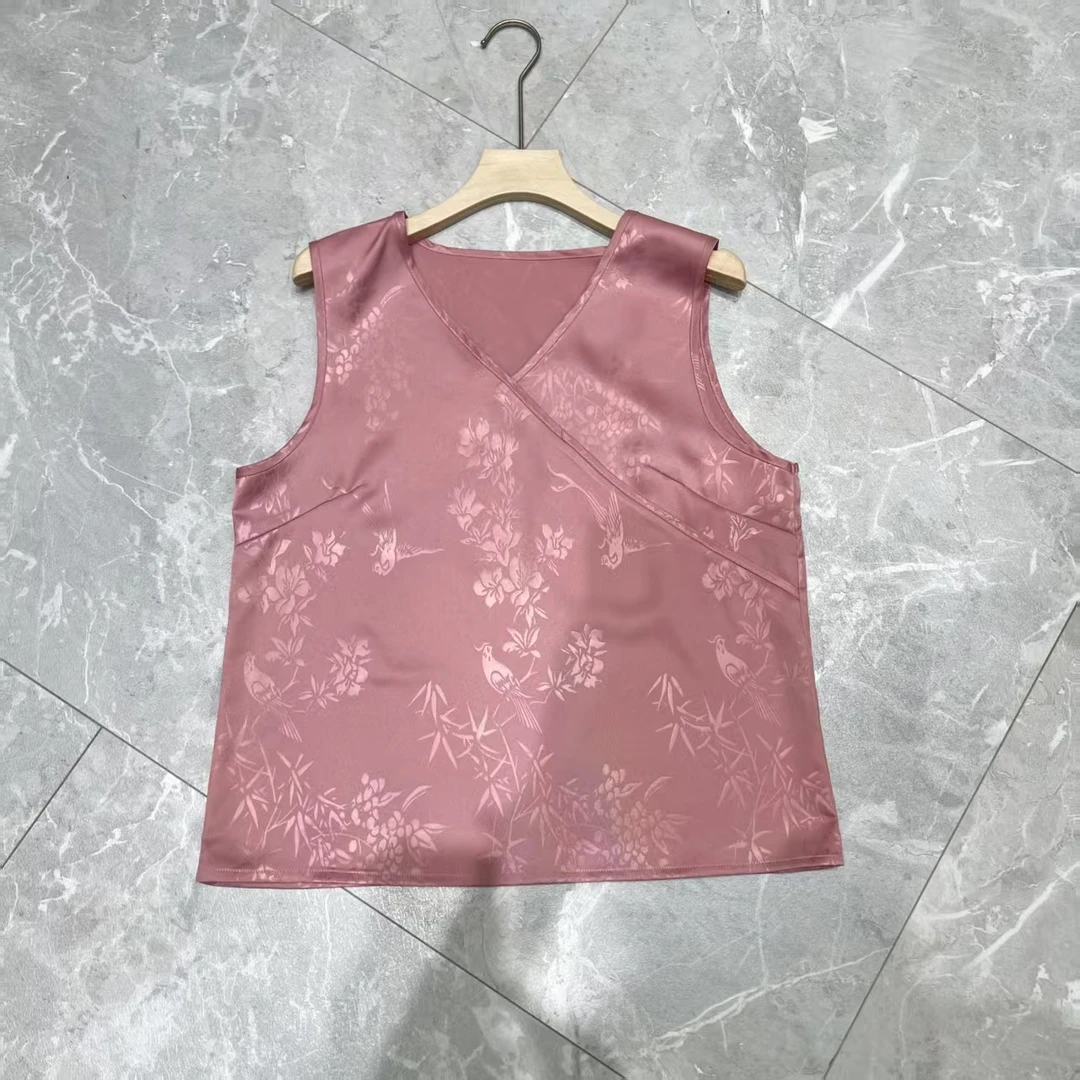 新中式提花网红吊带背心夏季宽松百搭无袖背心