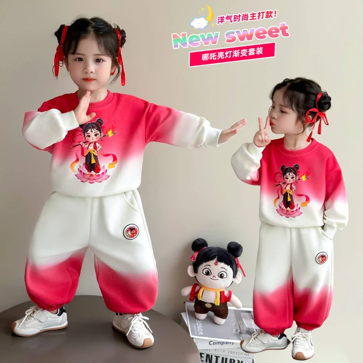 2025新款春秋女童哪咤亮灯洋气时尚百搭teddyking毛毛外套童装