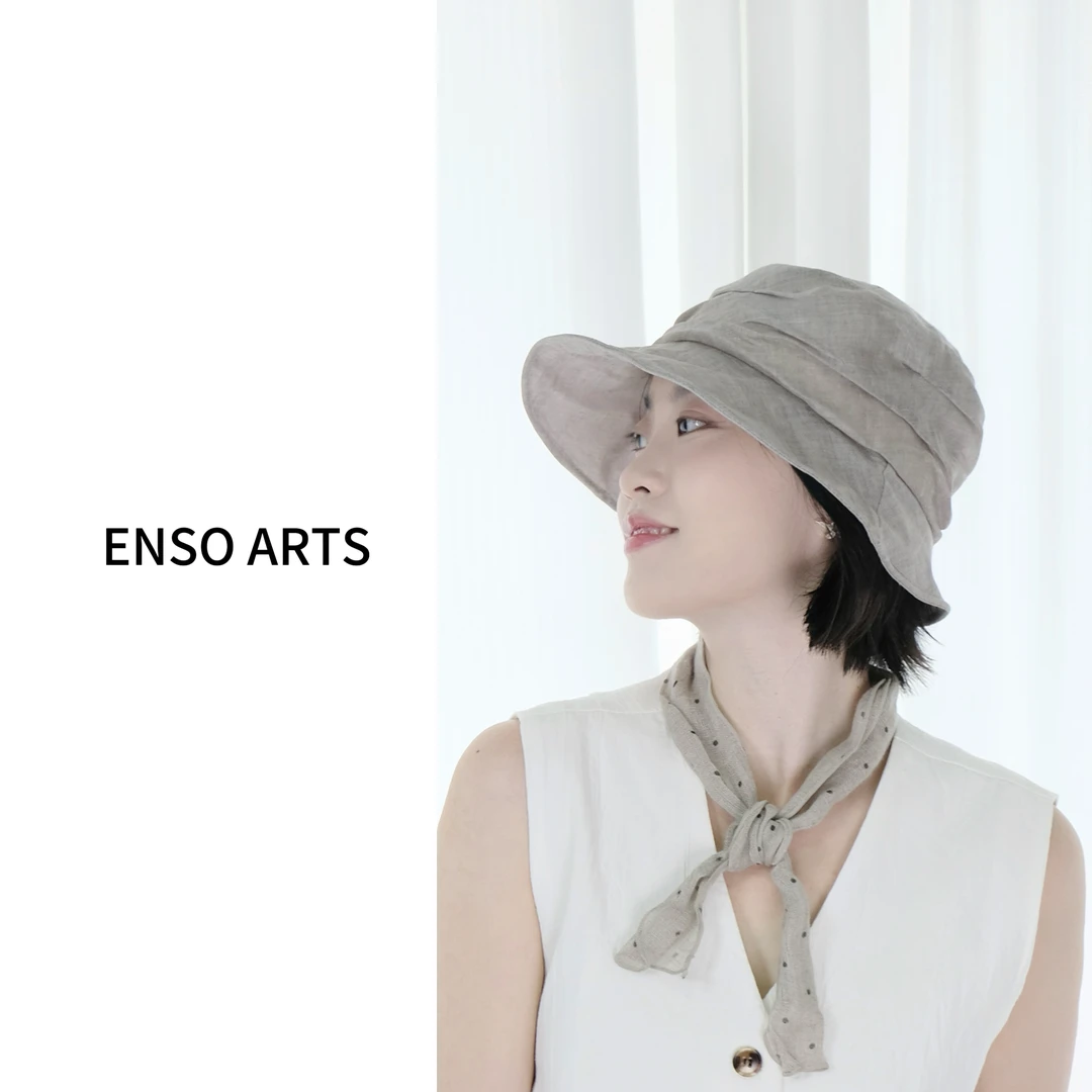 【亚麻天丝超轻渔夫帽】褶皱帽子女夏季出游可折叠防晒大头围遮阳帽