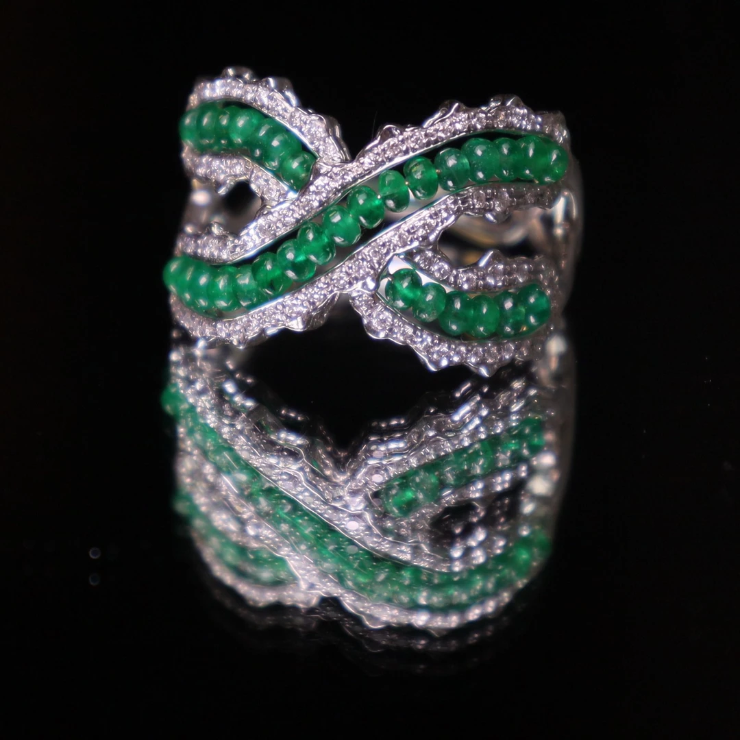 祖母绿18k金戒指