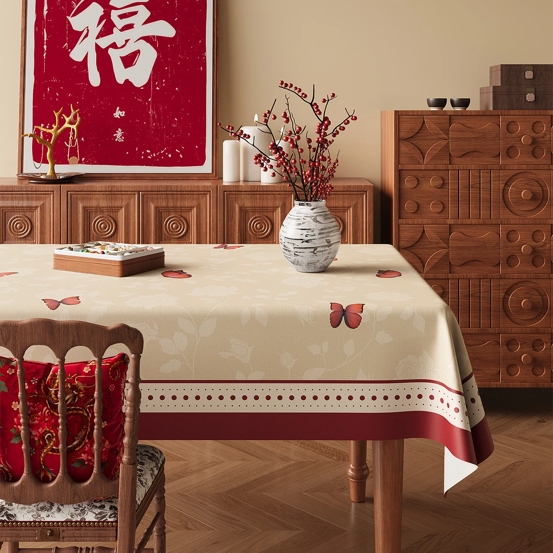 红色新年桌布防水防油免洗2026新款家用高级感喜庆餐桌布茶几台布