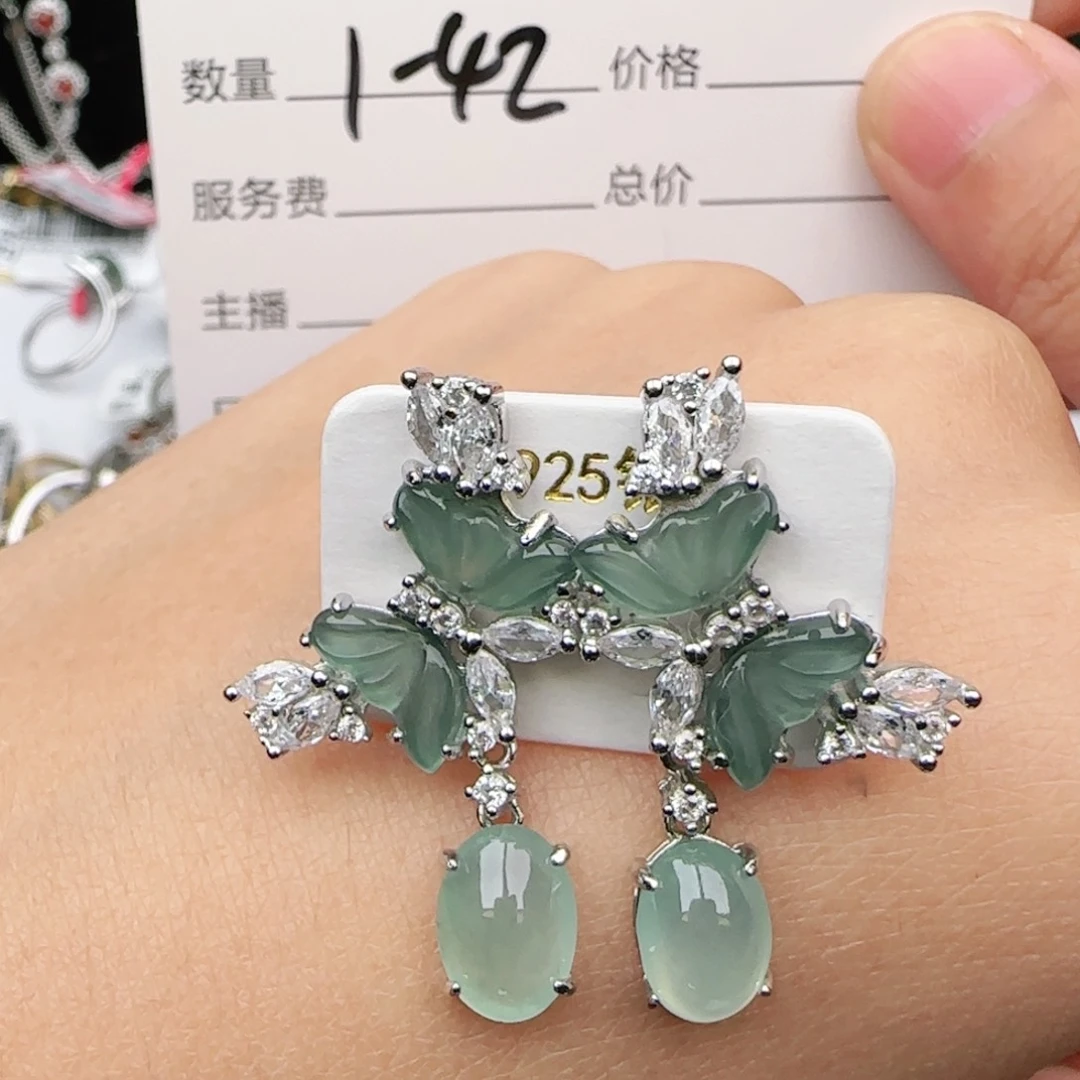 翡翠戒指银S925镶嵌戒指