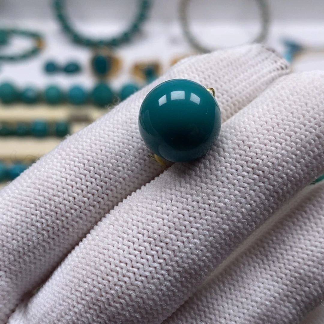 绿松石未镶嵌珠宝奇石圆珠13.6mm