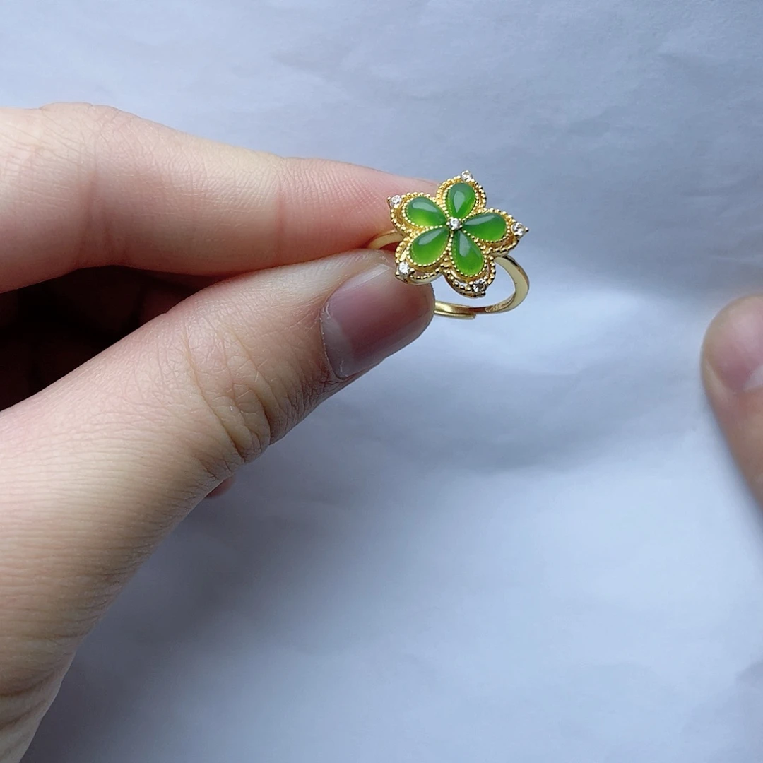 和田玉戒指。k k银S925镶嵌