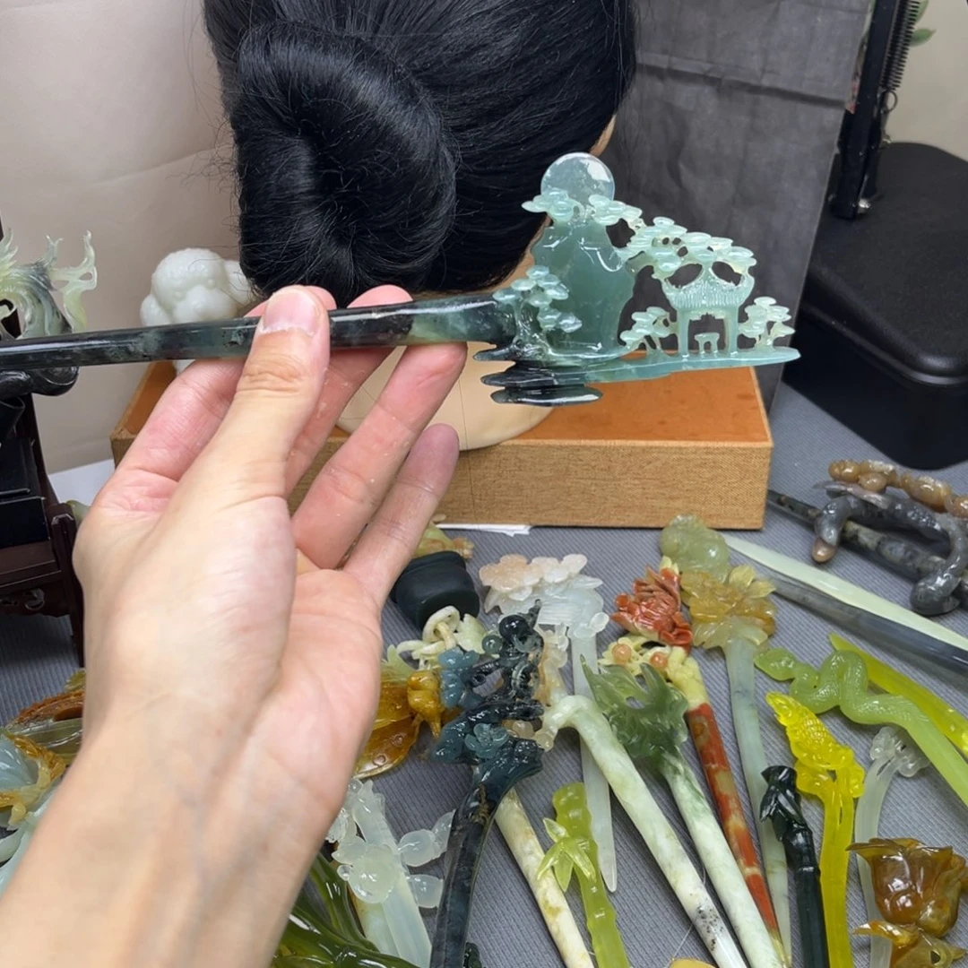 蛇纹石玉合金发饰