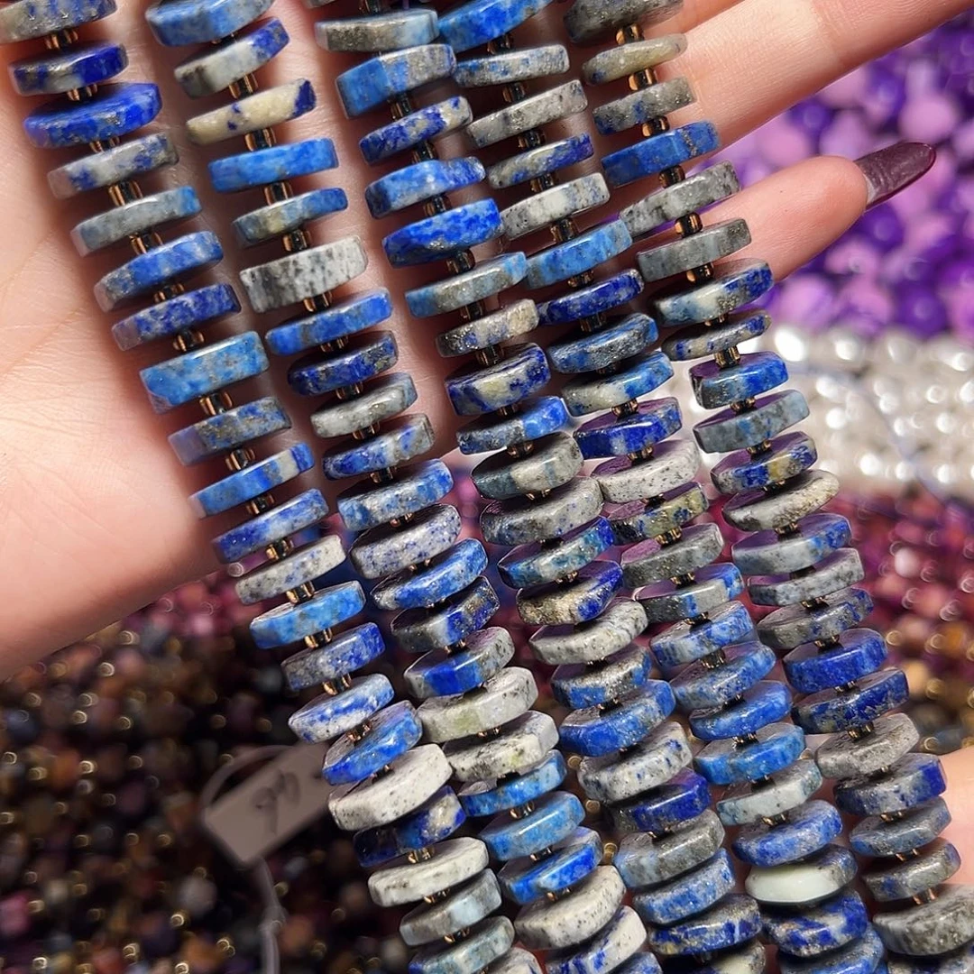 玛瑙/玉髓足银镶嵌珠宝半成品X714青金石隔珠14*3mm