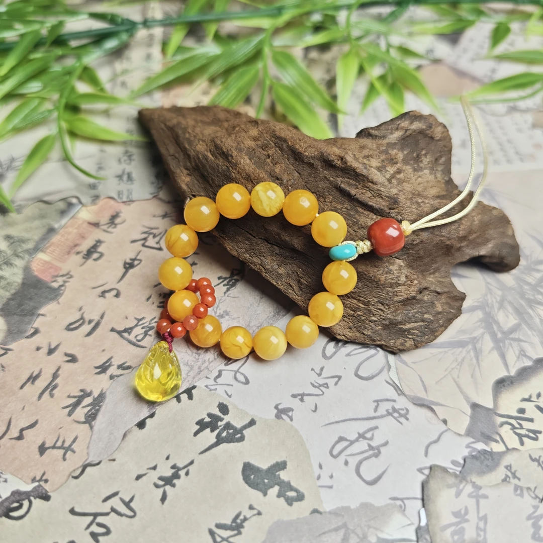 【蜜语 · 岁岁有钱】天然小年份氧化白花蜜蜡手机挂 福利品默认微瑕