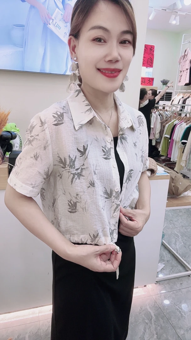 短袖防晒百搭水墨画衬衫防晒