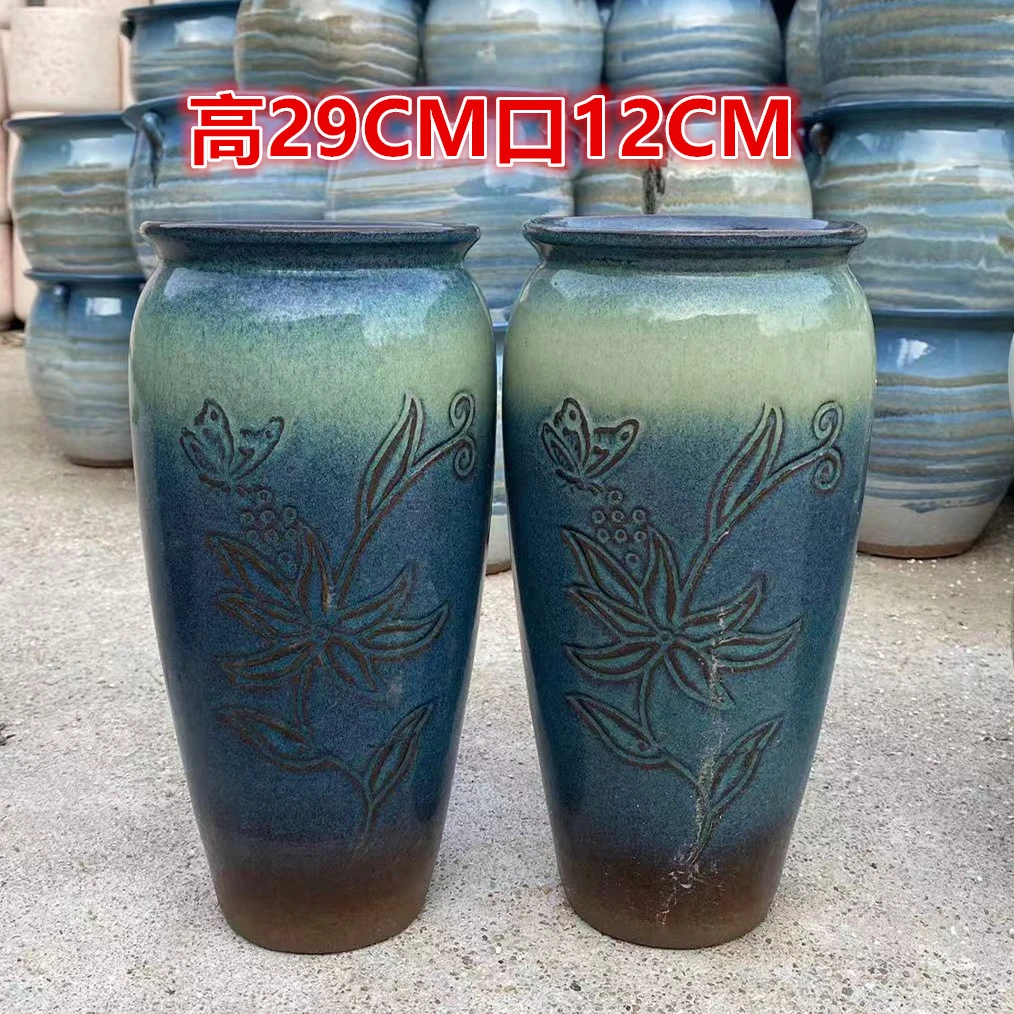 粗陶陶瓷法师老桩多肉绿植植物紫砂简约手工特价花盆直筒有孔