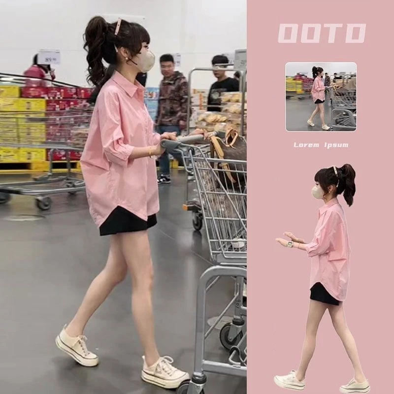 2025新款减龄套装可甜港味小个子女夏休闲宽松中袖衬衫短裤两件套