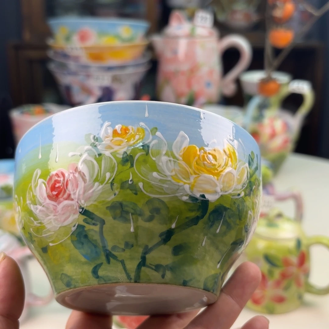 景德镇手绘高温釉下彩陶瓷茶具
