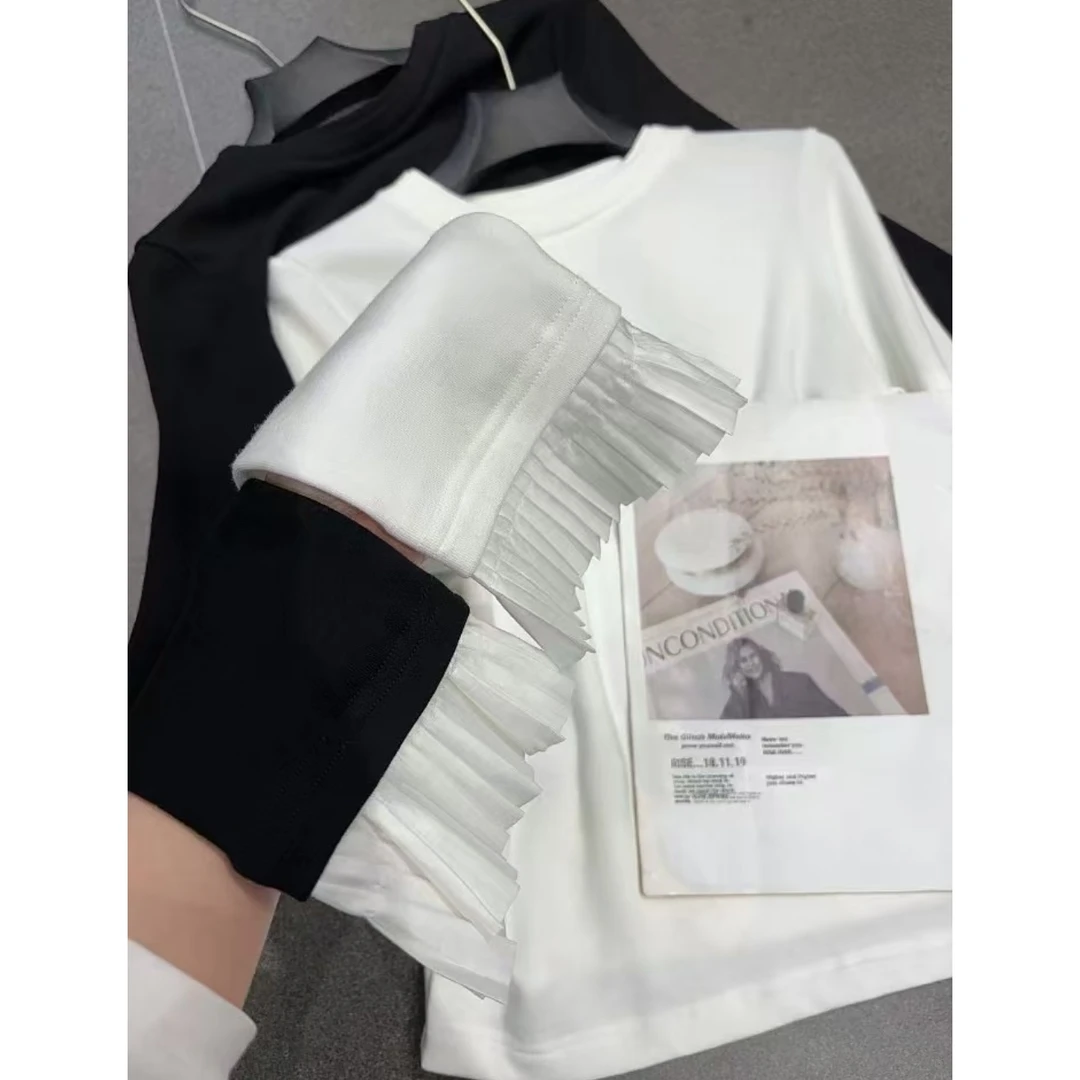 2024小众秋设计新款百搭时尚气质拼接打底衫女  G0924  专