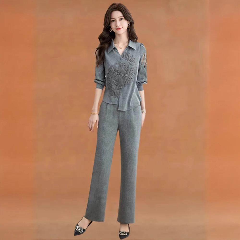 修身紫色蝴蝶结印花雪纺衫女2025春夏小个子妈妈显瘦洋气气质秋季