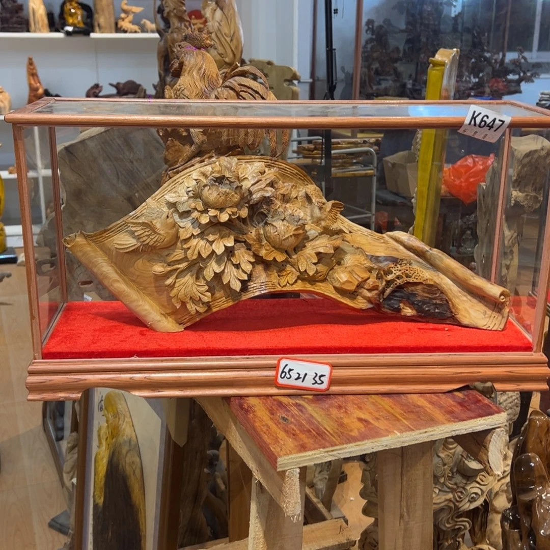 孤***者金丝楠花鸟居家摆件