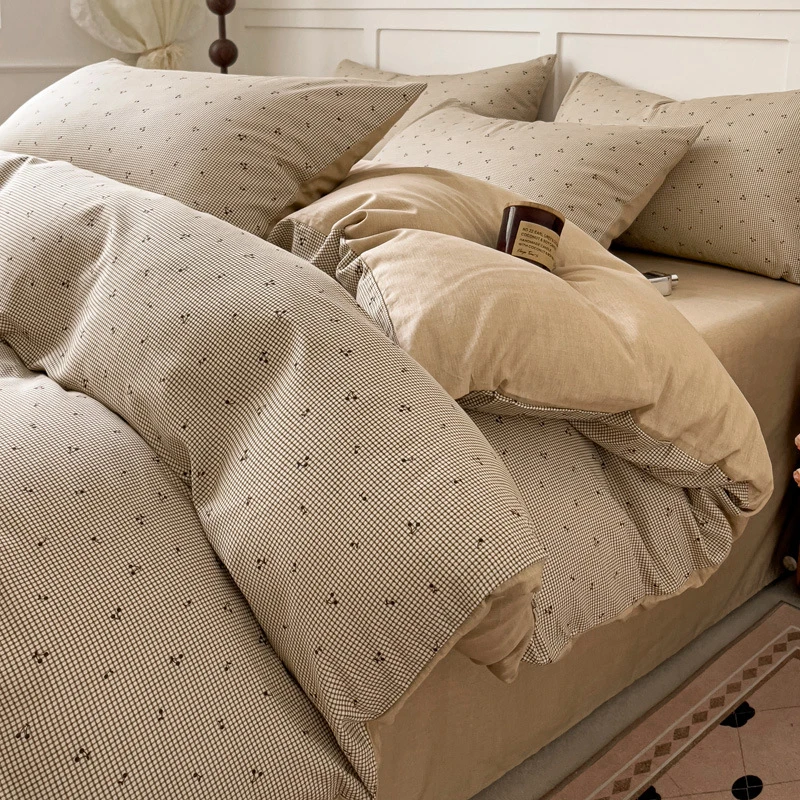 40支纯棉四件套全棉床上用品清新碎花被套宿舍床单被罩三件套床笠