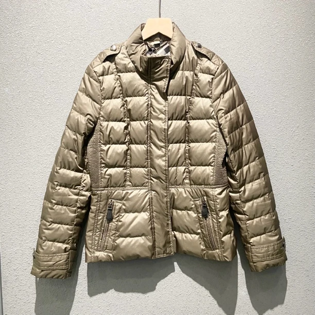 99新 BURBERRY/博柏利 橄榄绿双排扣风衣羽绒服