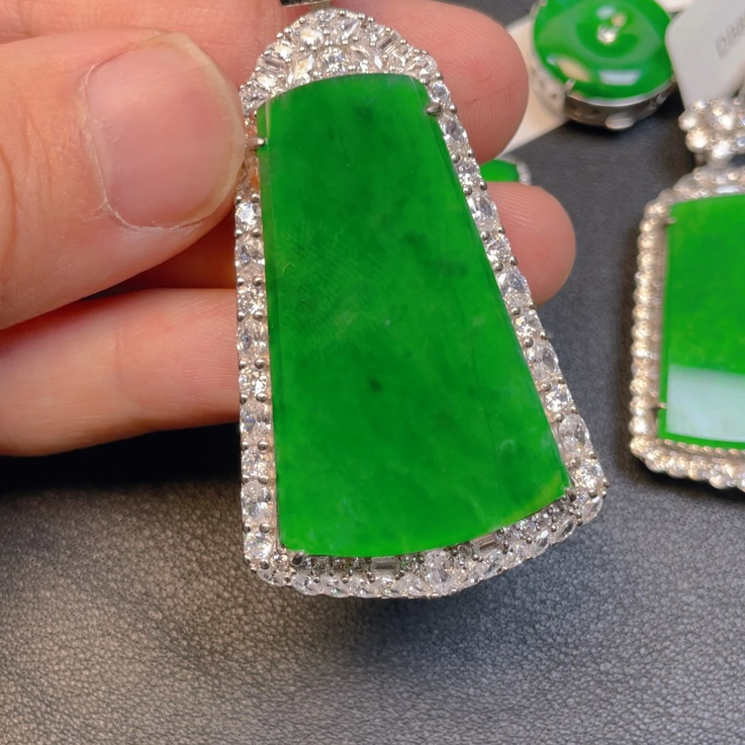 翡翠银S925镶嵌吊坠(不含链)