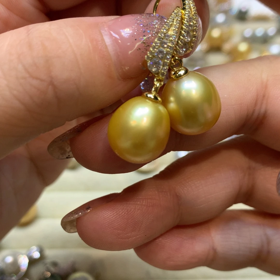 银S925镶嵌海水珍珠耳饰