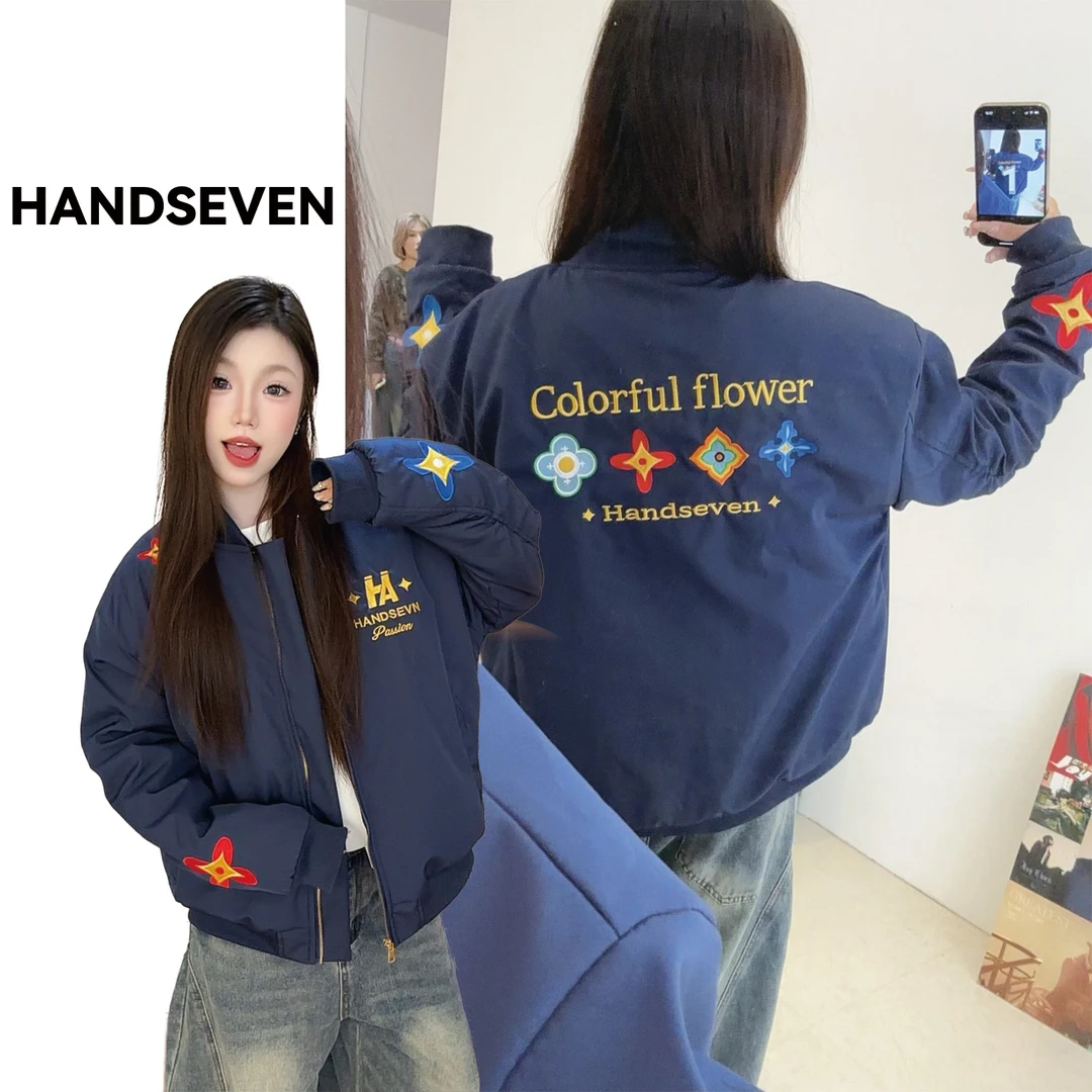 HandSeven美式重工刺绣重磅棉服外套秋冬防风保暖夹棉棉衣外套