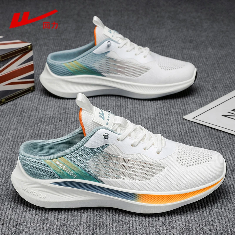 回力男鞋夏季新款懒人一脚蹬半拖鞋透气网面休闲鞋上班通勤沙滩鞋