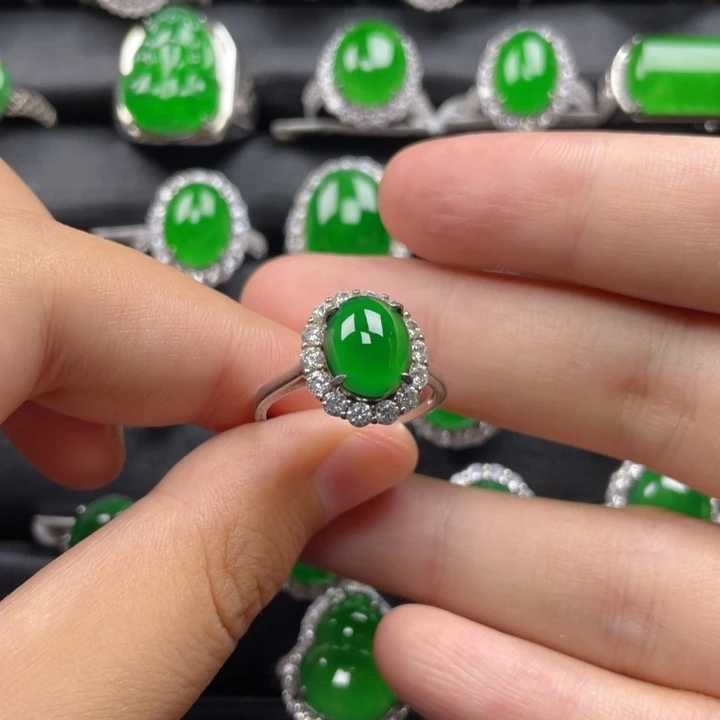 银S925镶嵌戒指翡翠