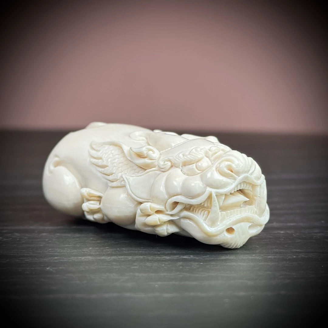 H14-31 天然猛犸牙 貔貅 30.5*55*20mm 支持复检假一罚十