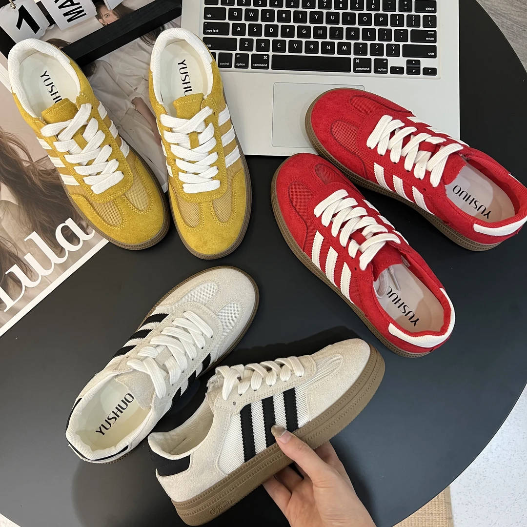 【初奢自制】德训网面平跟时尚休闲夏季系带百搭软底