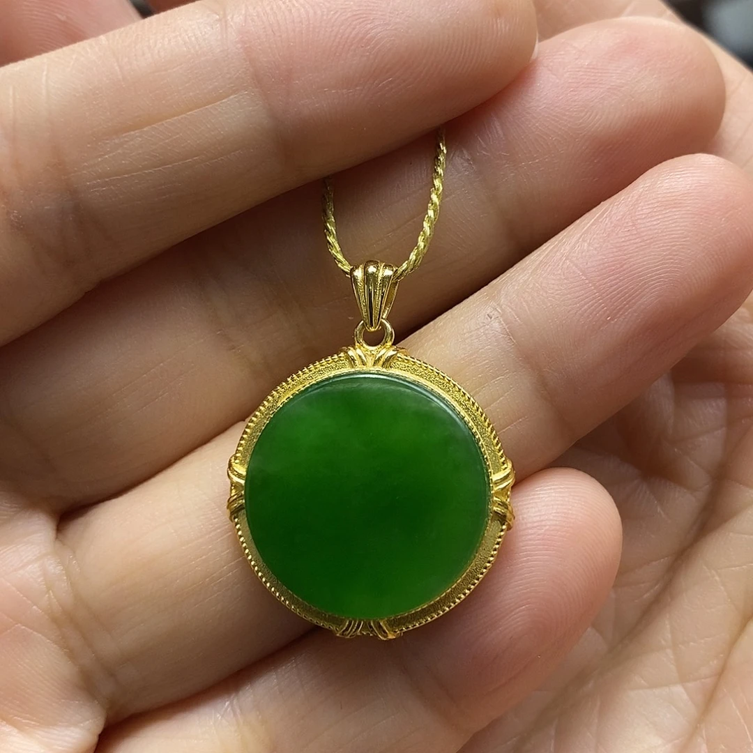 ～***～和田玉银S925镀金镶嵌吊坠(不含链)