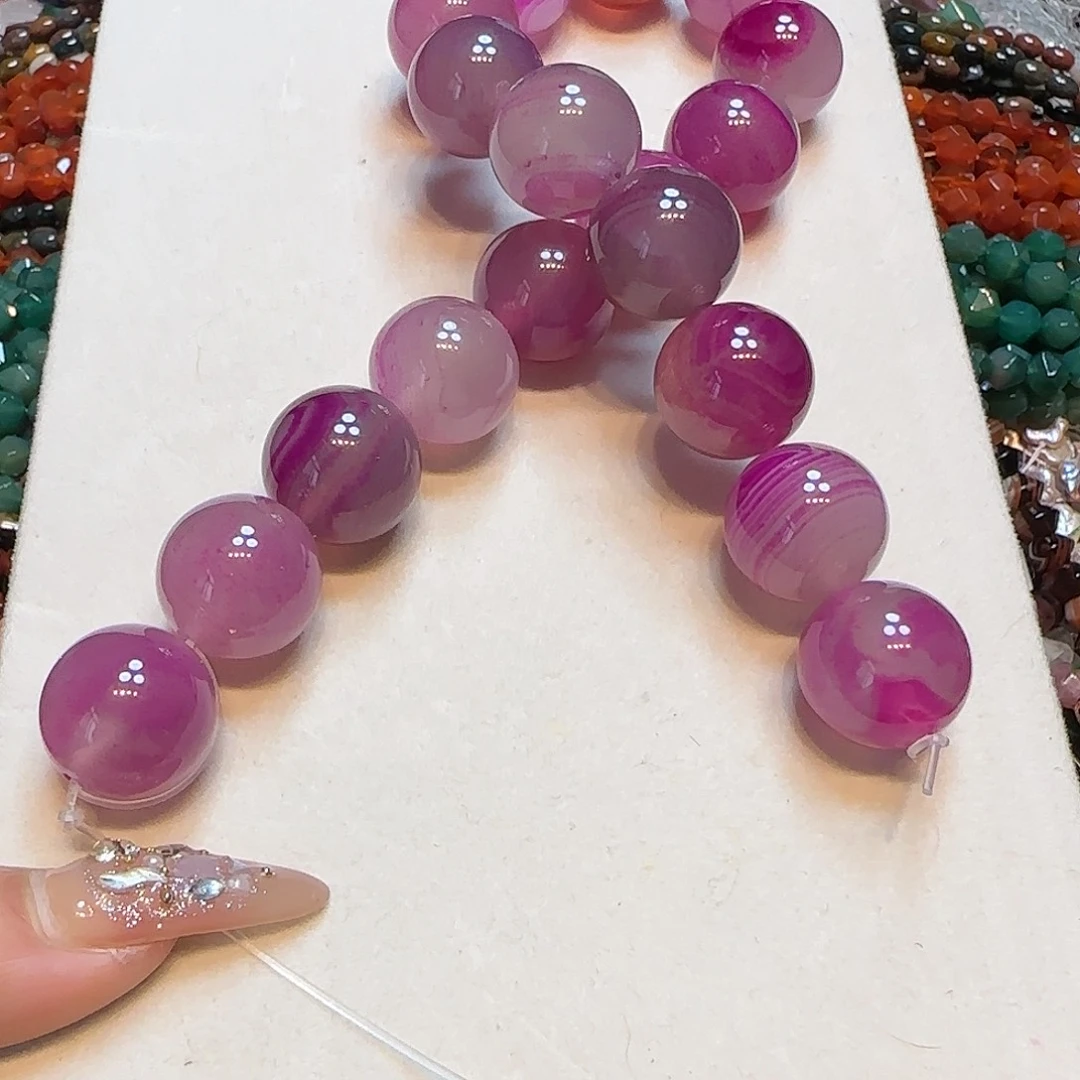 玛瑙/玉髓未镶嵌珠宝半成品20mm紫玛瑙一条