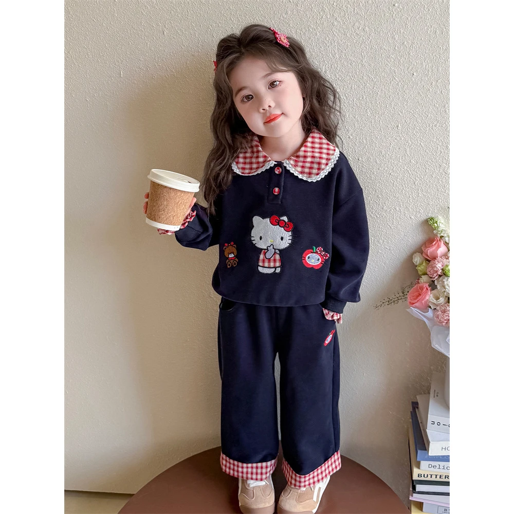 女童卡通卫衣套装秋季新款女宝宝洋气时髦秋装小童休童装儿童女童