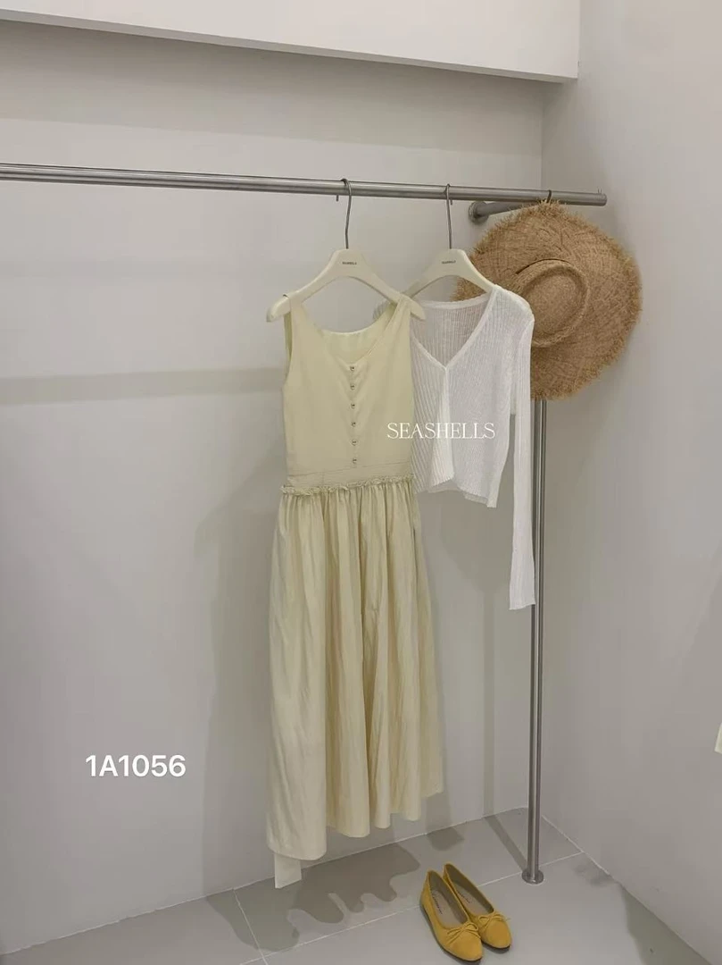 SEASHELLS（1056#福）法式垂感无袖连衣裙  （裙长112）