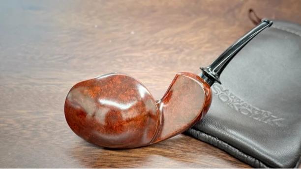 乌克兰索科利克自由式光面镜面双面鼓河豚手工石楠木烟斗