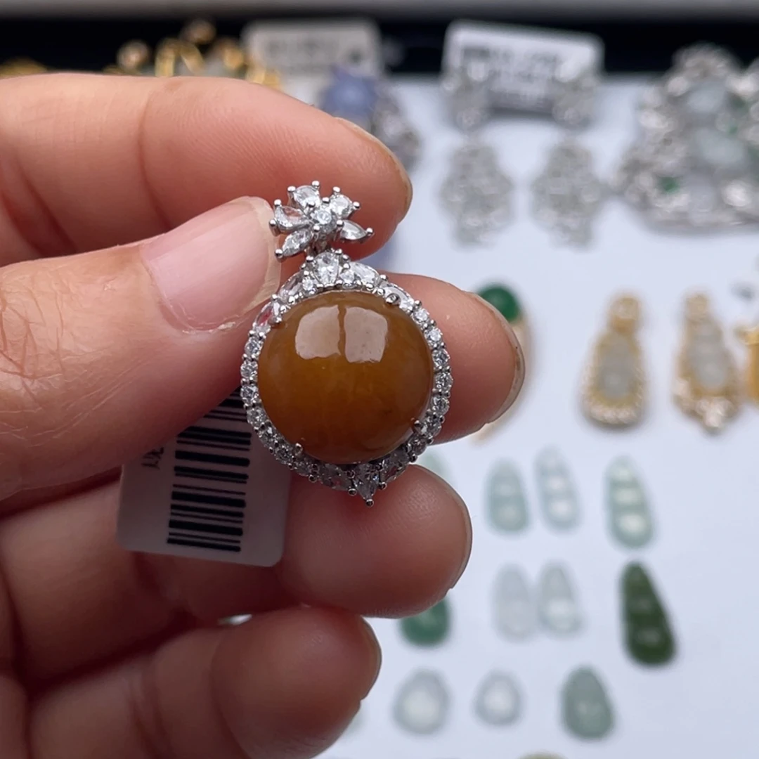 翡翠银S925镶嵌吊坠(不含链)