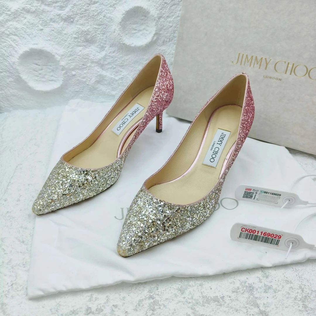 全新未使用 JIMMY CHOO/吉米周 /38码/亮片高跟鞋/时尚气质