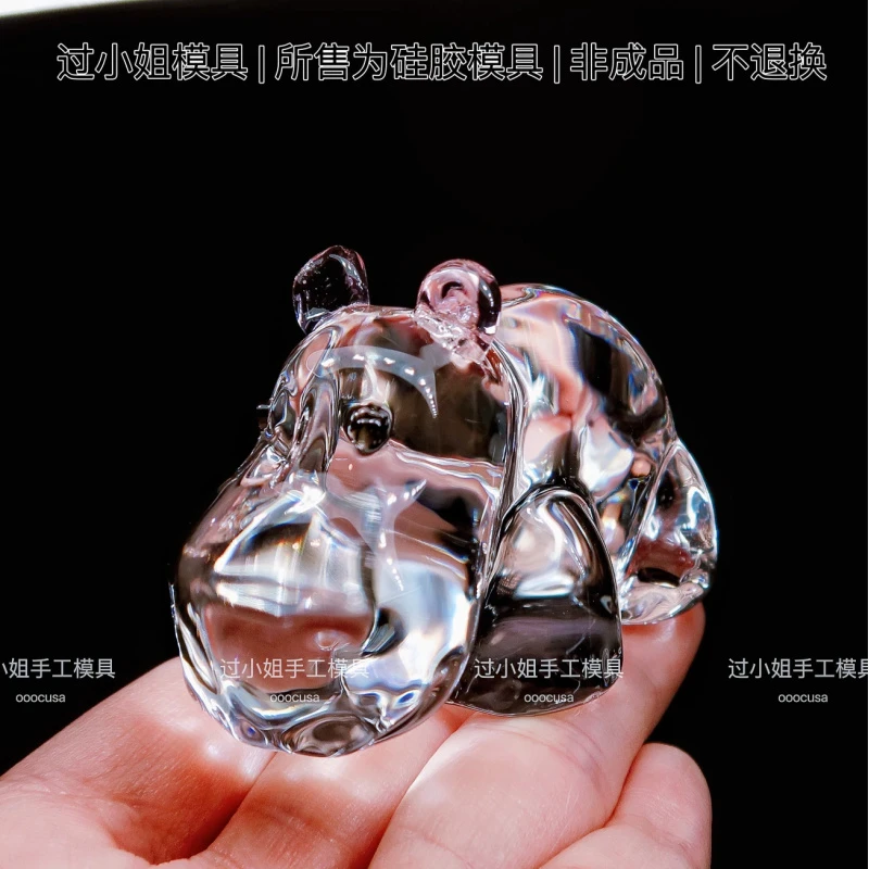过小姐diy9水晶小河马手工硅胶模具 石膏蜡烛捏捏通用