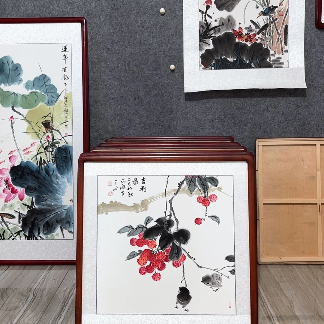 国画书画作品带框63×63