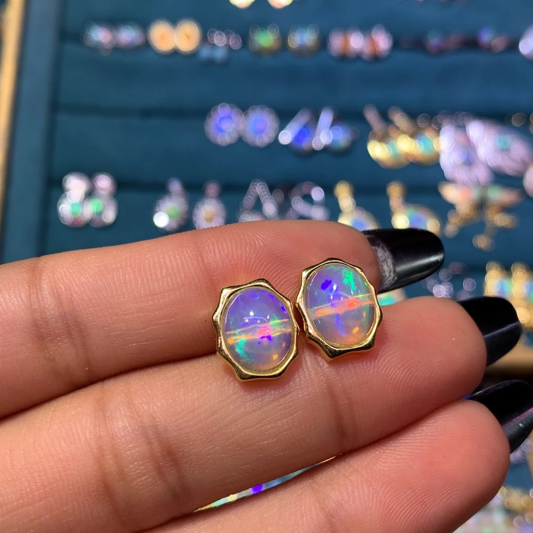 欧泊银S925镶嵌耳饰