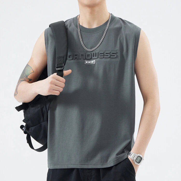 2025夏季新款男背心港风无袖T恤男学生运动薄款吸汗体恤上衣 青年